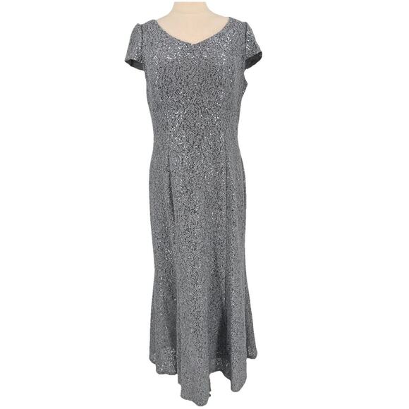 Alex Evenings Womens Gray Sequined Lace Formal Dress Mother of the Bride Size 18 - Picture 1 of 11
